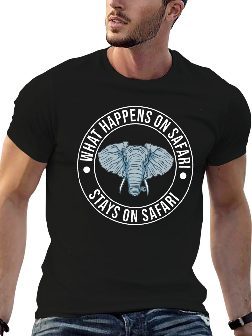 Safari Elephant Graphic T-Shirt - What Happens On Safari