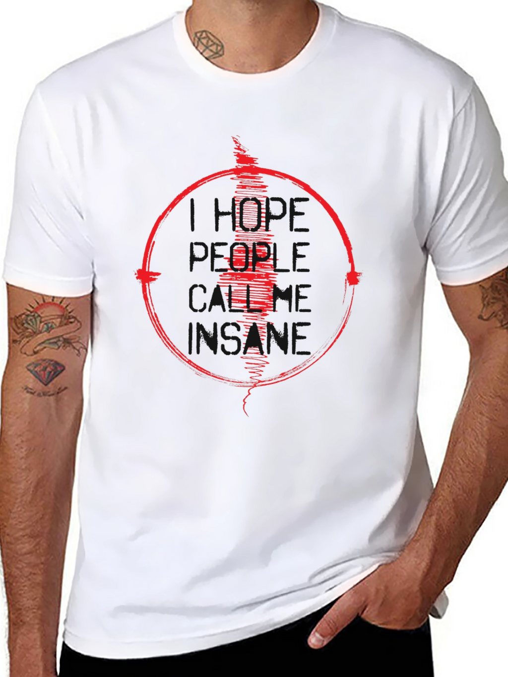 Mens Black T-Shirt with Red Graphic Design