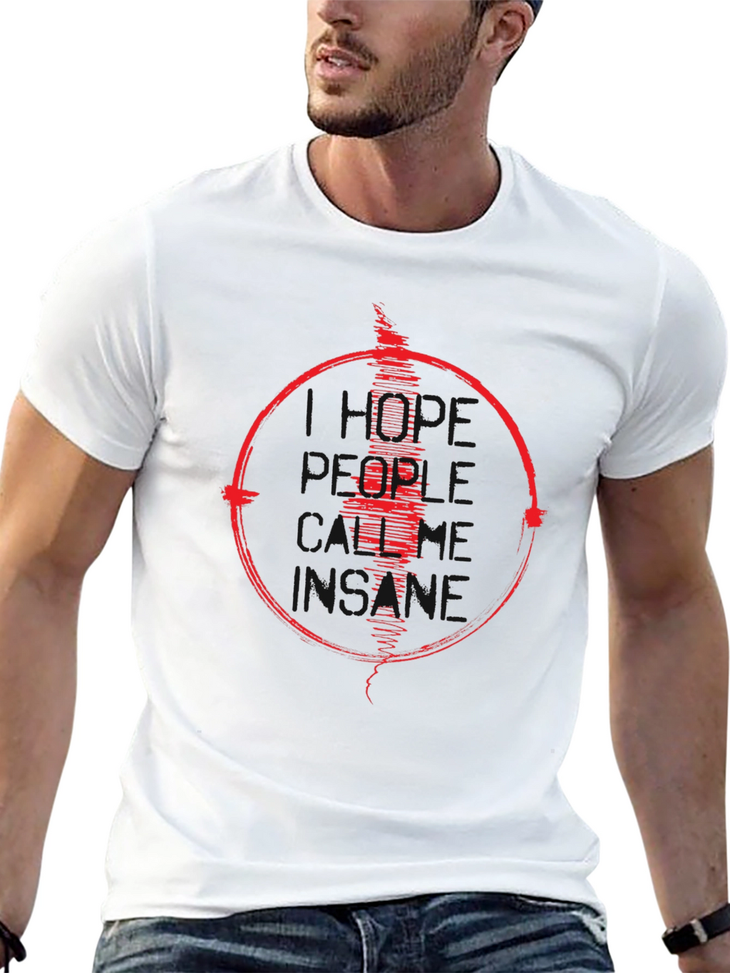 Mens Black T-Shirt with Red Graphic Design