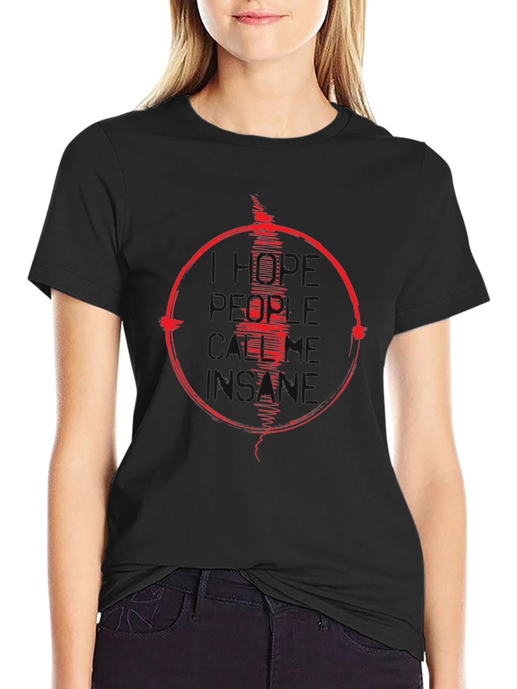 Mens Black T-Shirt with Red Graphic Design