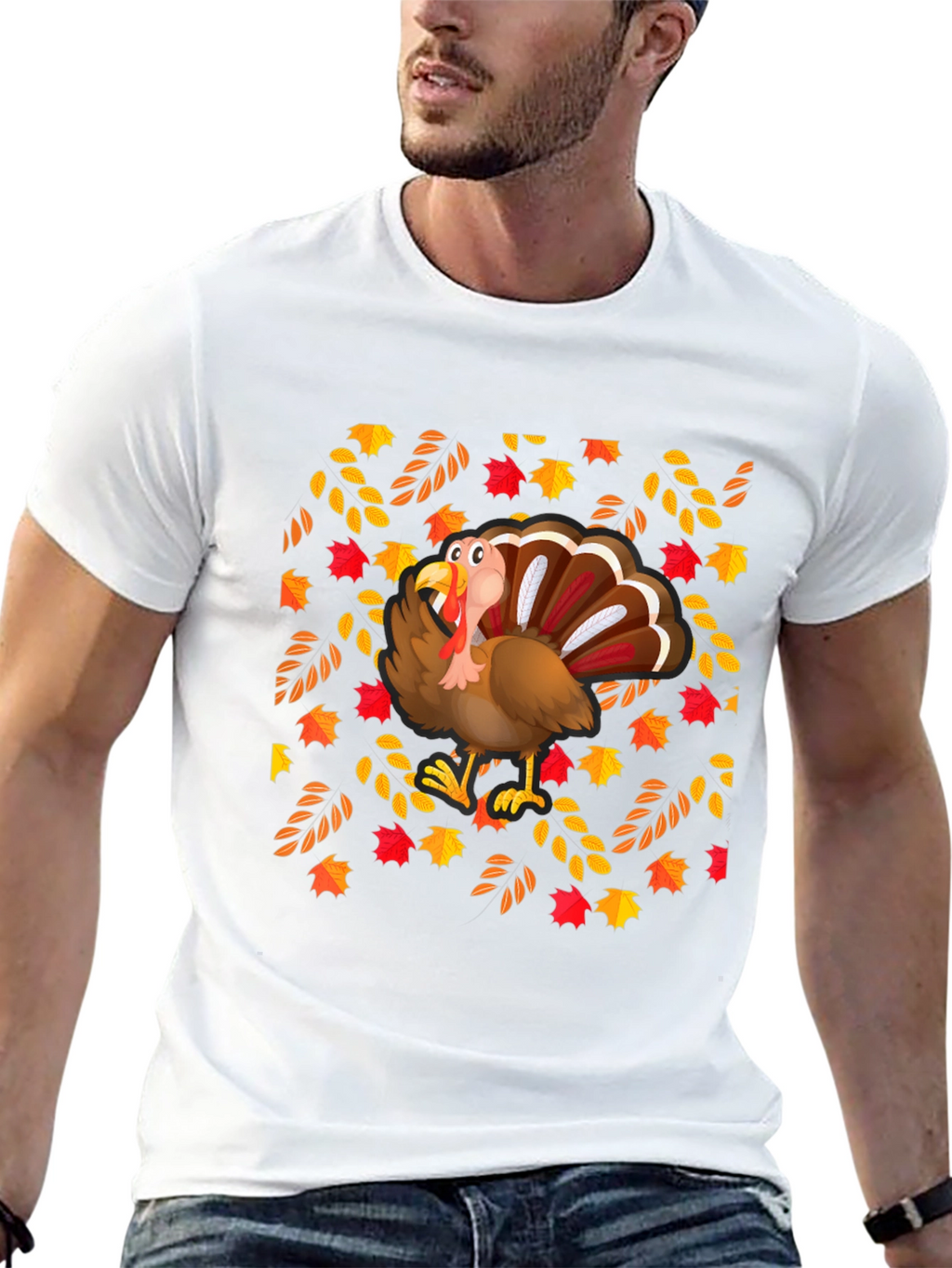 Festive Turkey Graphic Tee - Thanksgiving Style