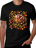 Festive Turkey Graphic Tee - Thanksgiving Style
