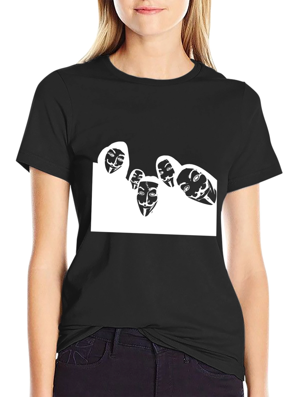 Anonymous Mask Graphic Black T-Shirt
