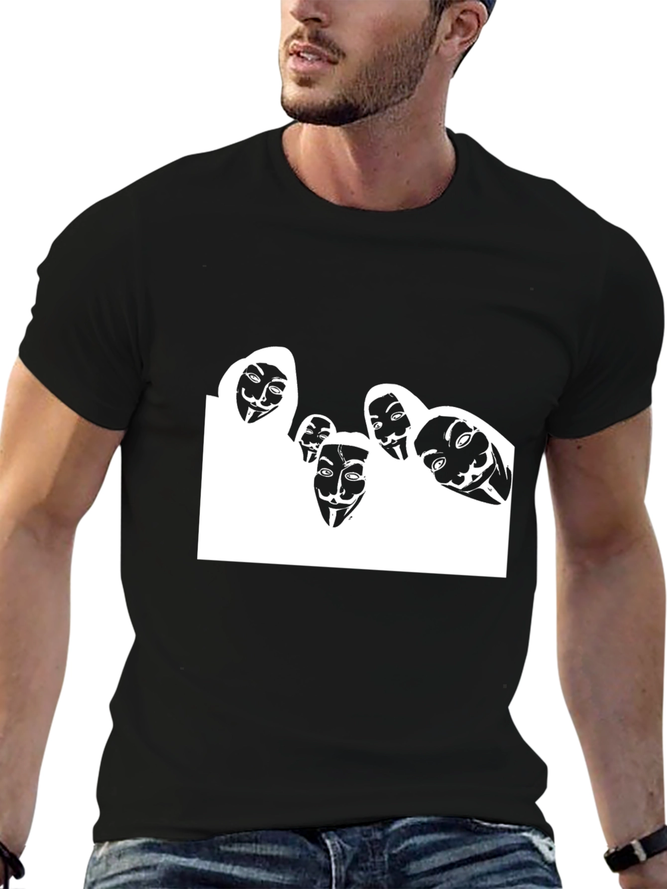 Anonymous Mask Graphic Black T-Shirt