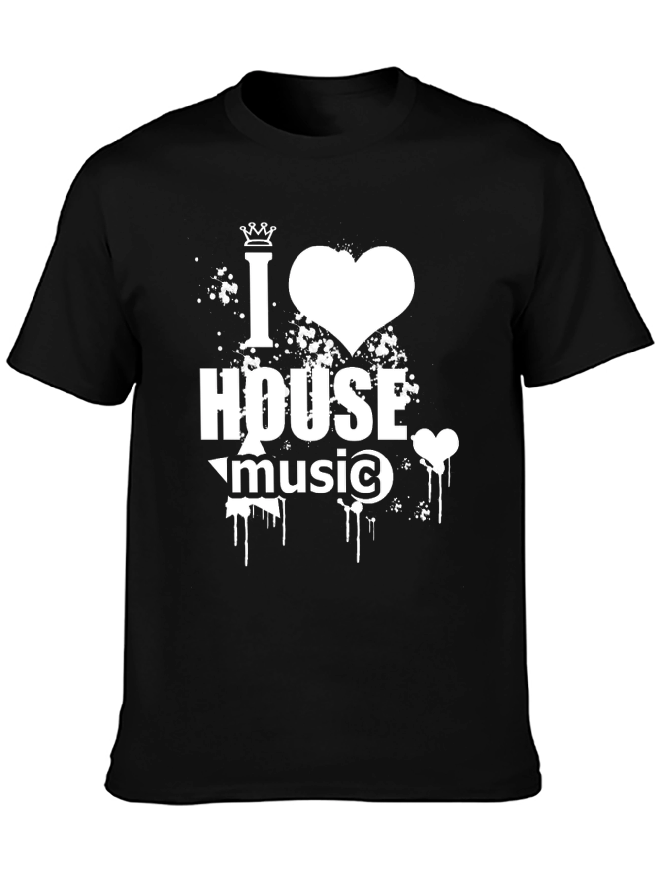 I Love House Music Graphic Tee - Black Cotton Shirt