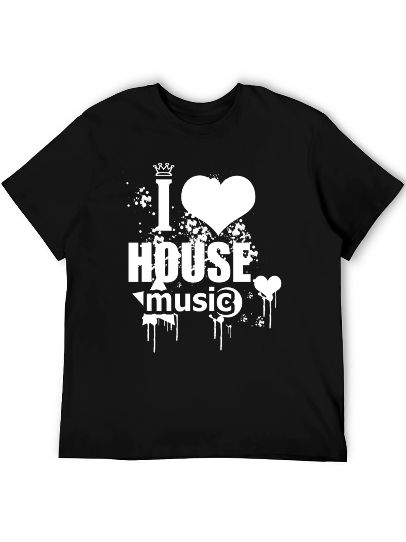 I Love House Music Graphic Tee - Black Cotton Shirt