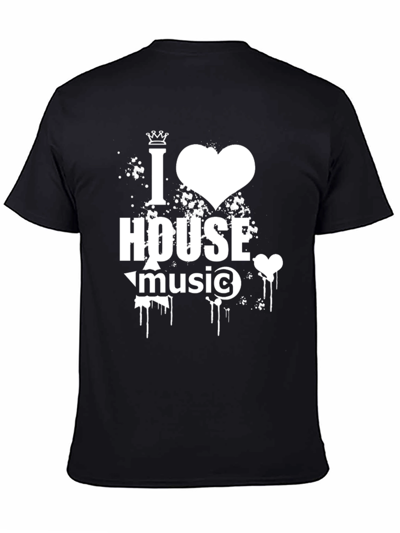I Love House Music Graphic Tee - Black Cotton Shirt