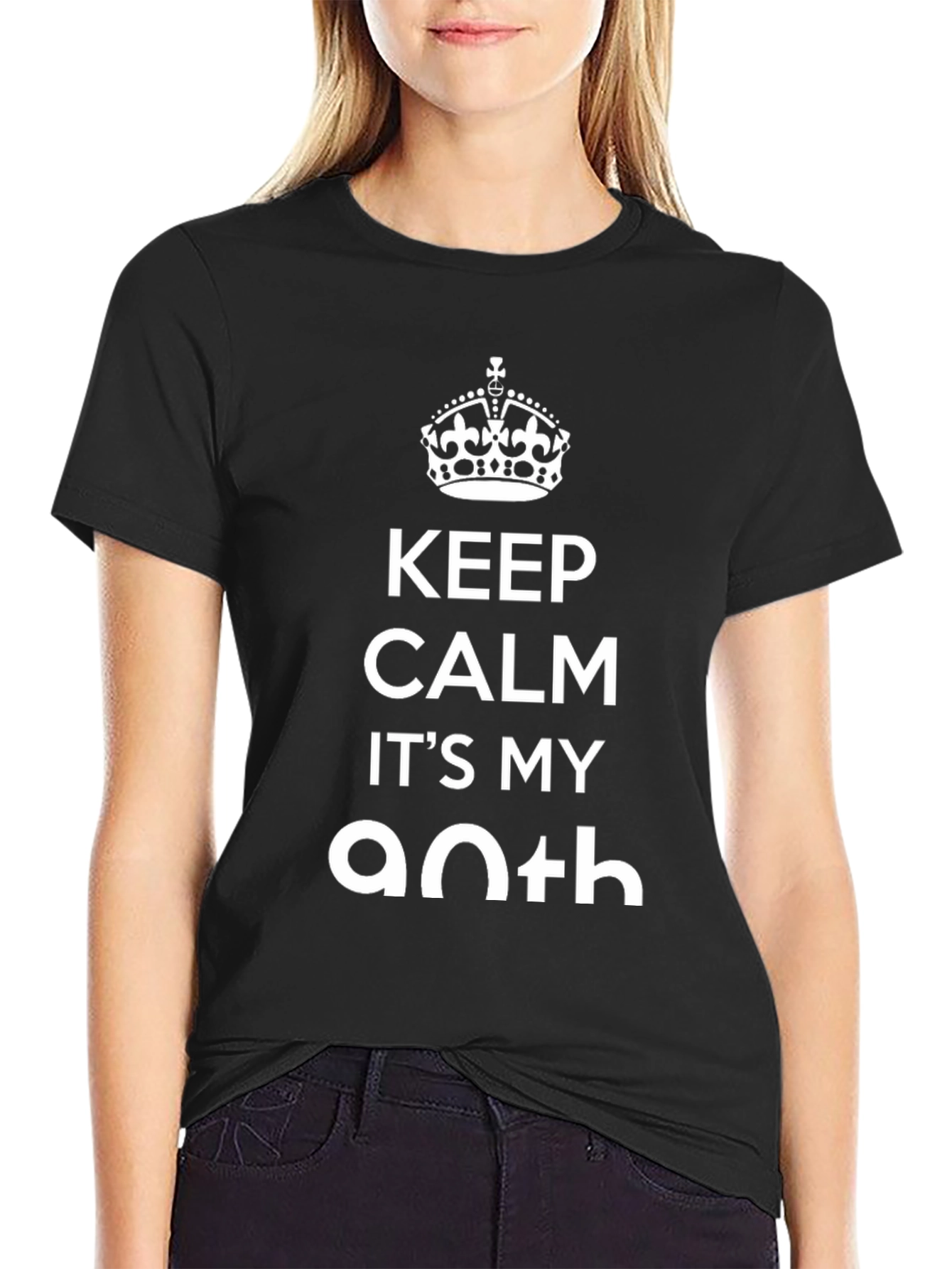 Keep Calm 90th Birthday T-Shirt - Mens Black Graphic Tee