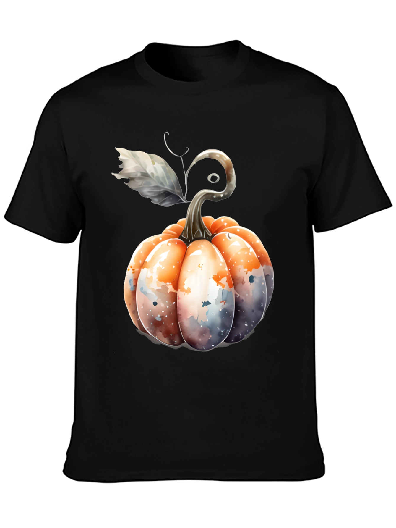 Watercolor Pumpkin Black Tee