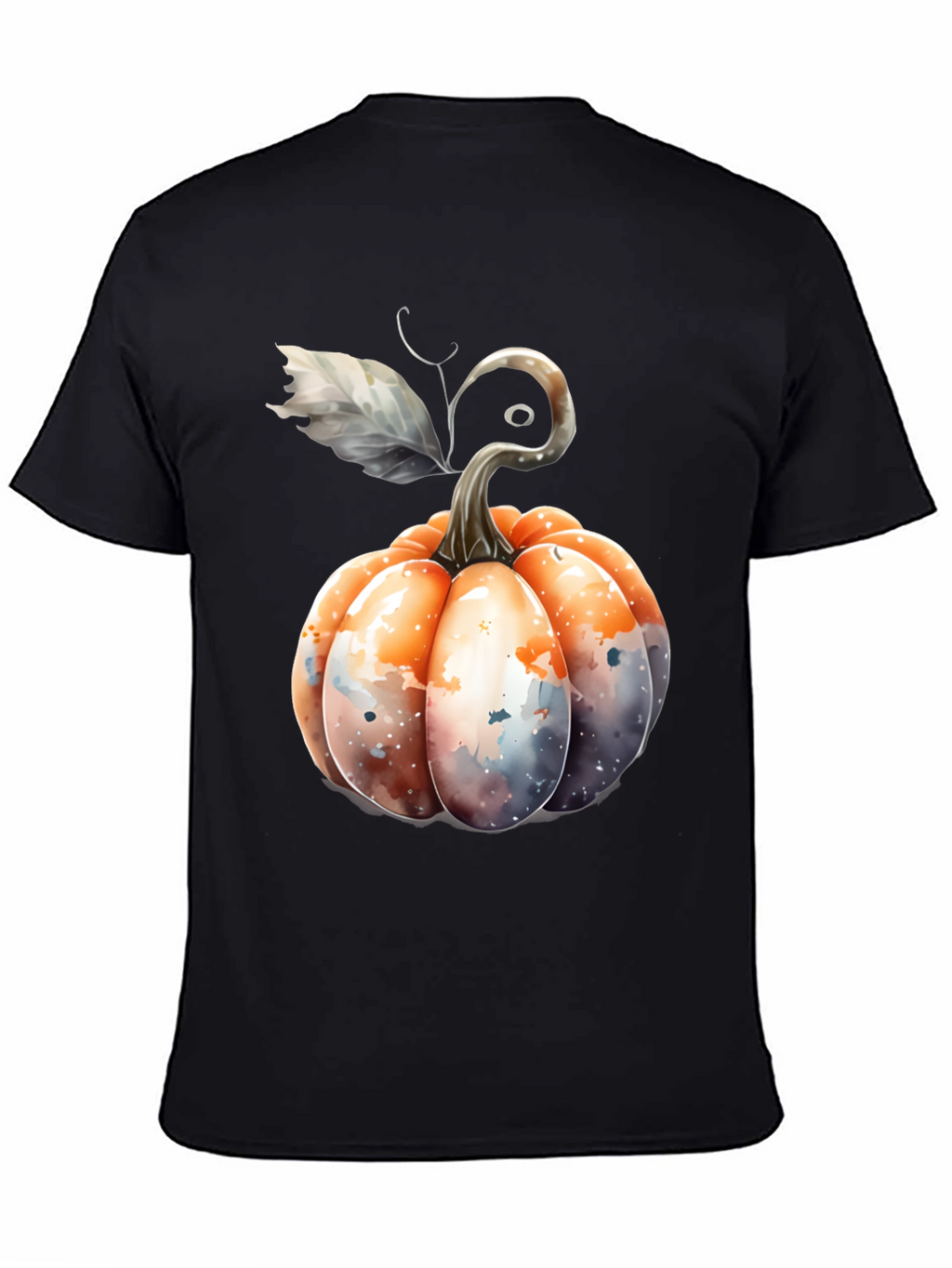 Watercolor Pumpkin Black Tee