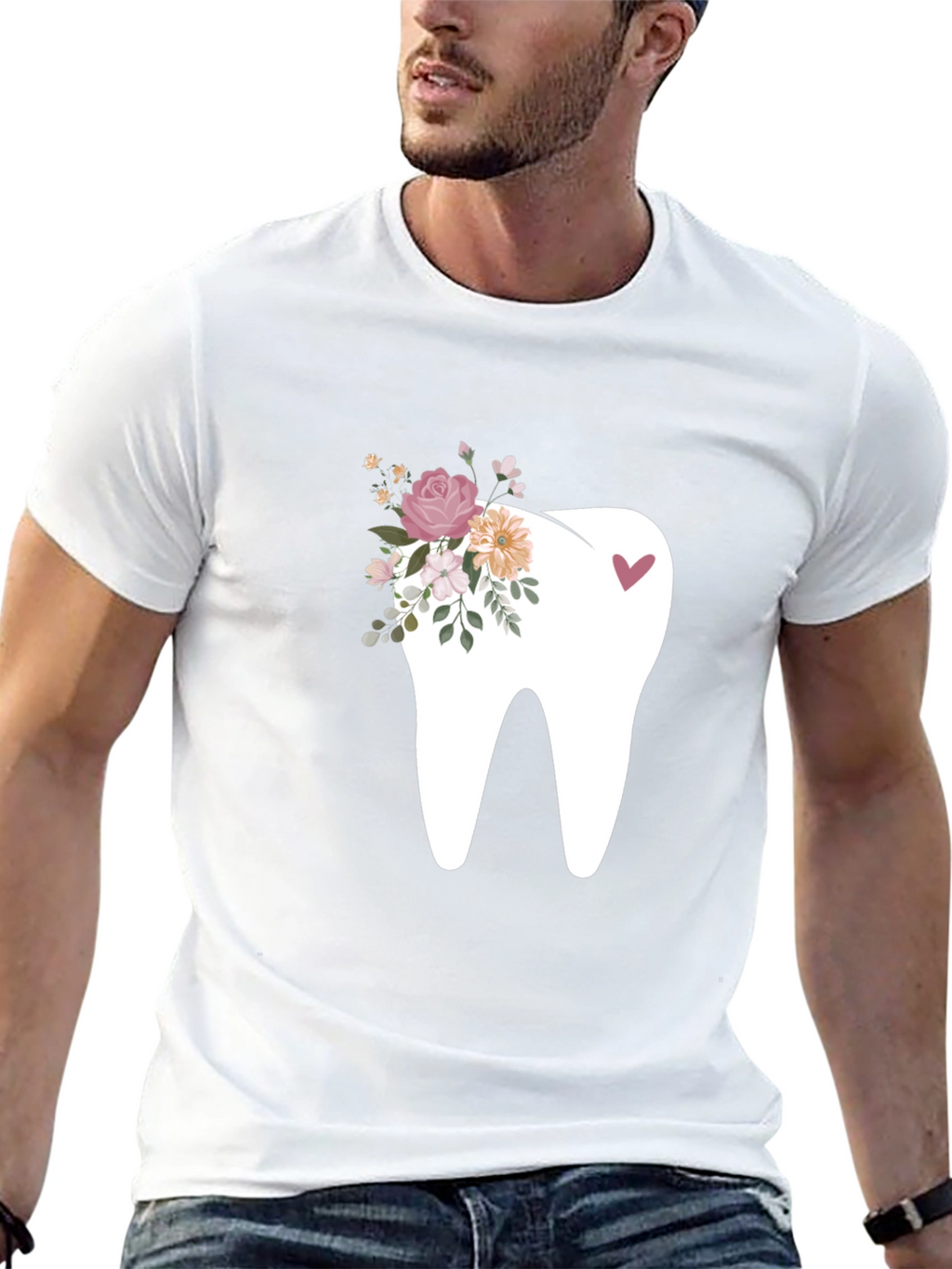 Floral Tooth Graphic Tee - Black
