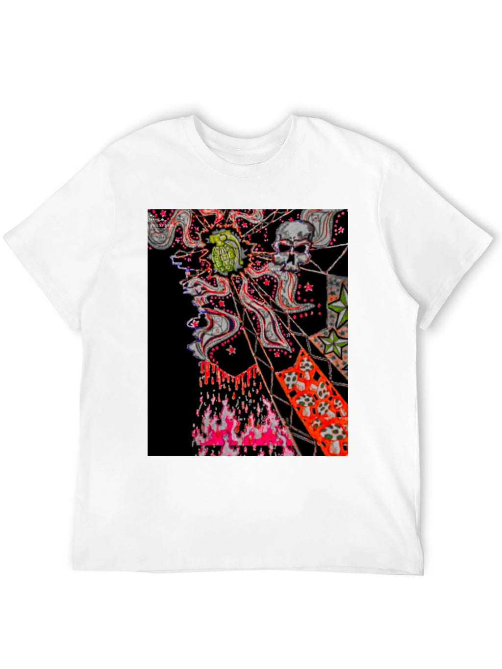 Edgy Graphic Tee: Skull & Grenade Print Black T-Shirt