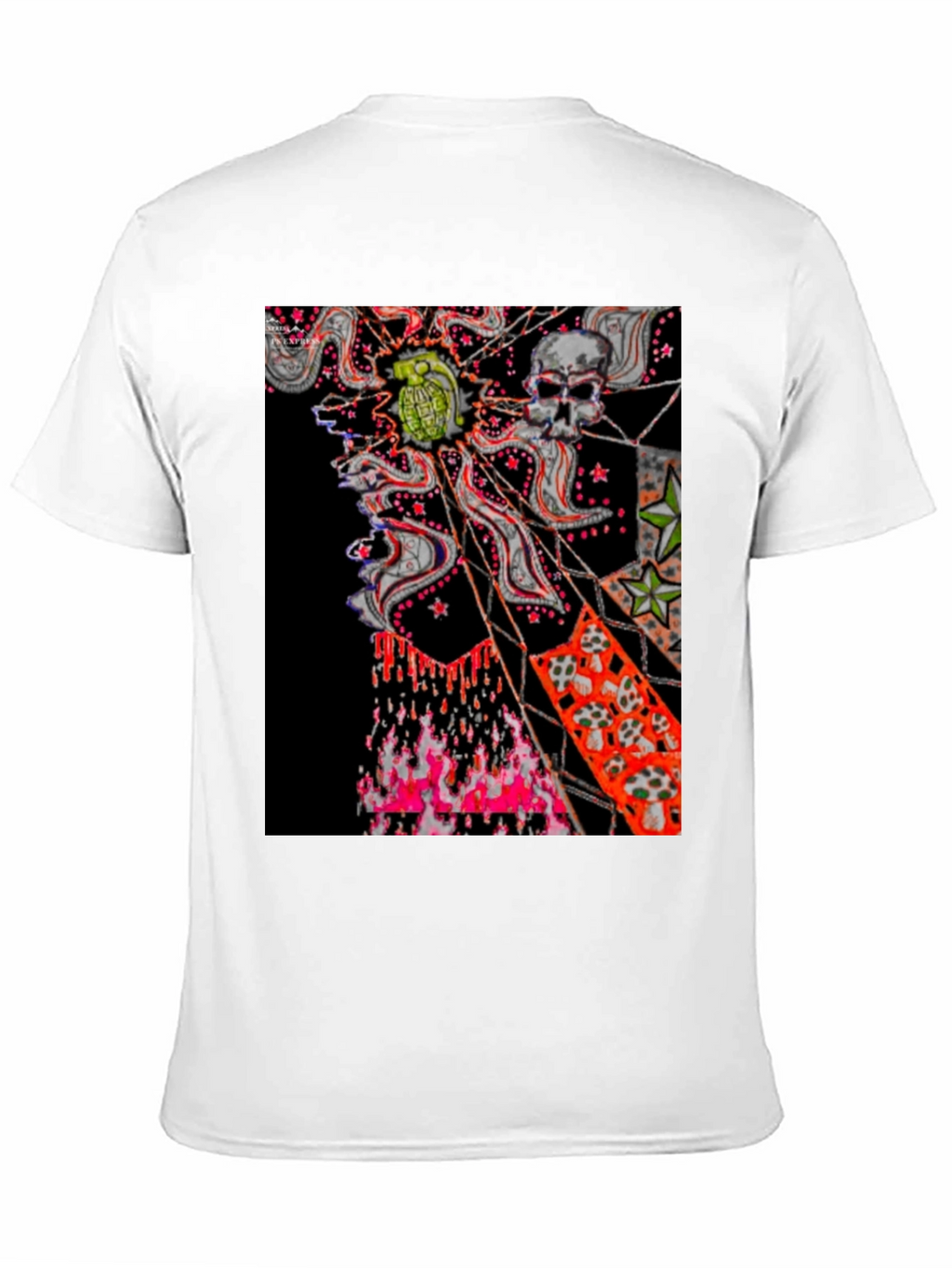 Edgy Graphic Tee: Skull & Grenade Print Black T-Shirt