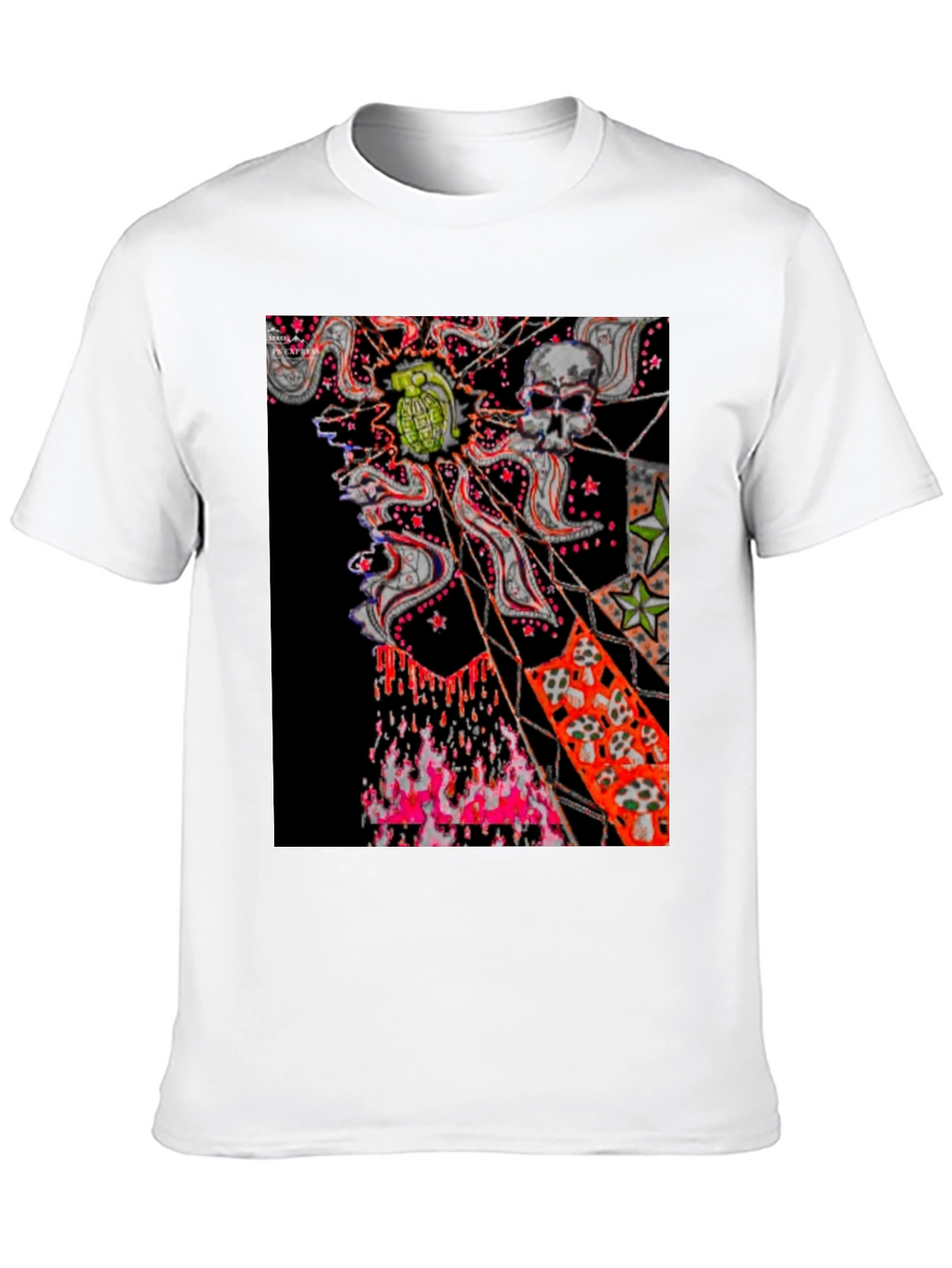 Edgy Graphic Tee: Skull & Grenade Print Black T-Shirt