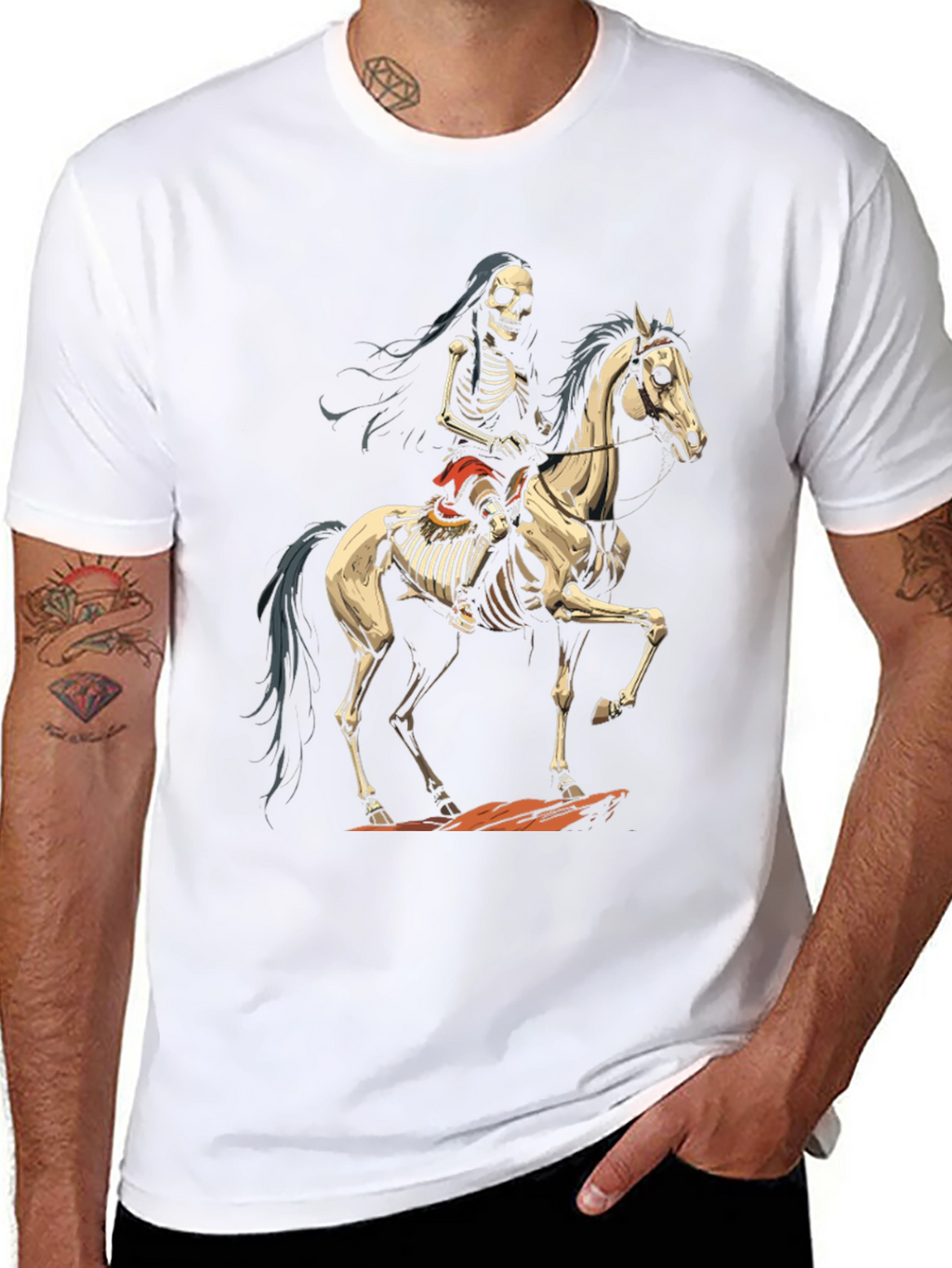Skeleton Rider Graphic Tee - Dark Humor Style