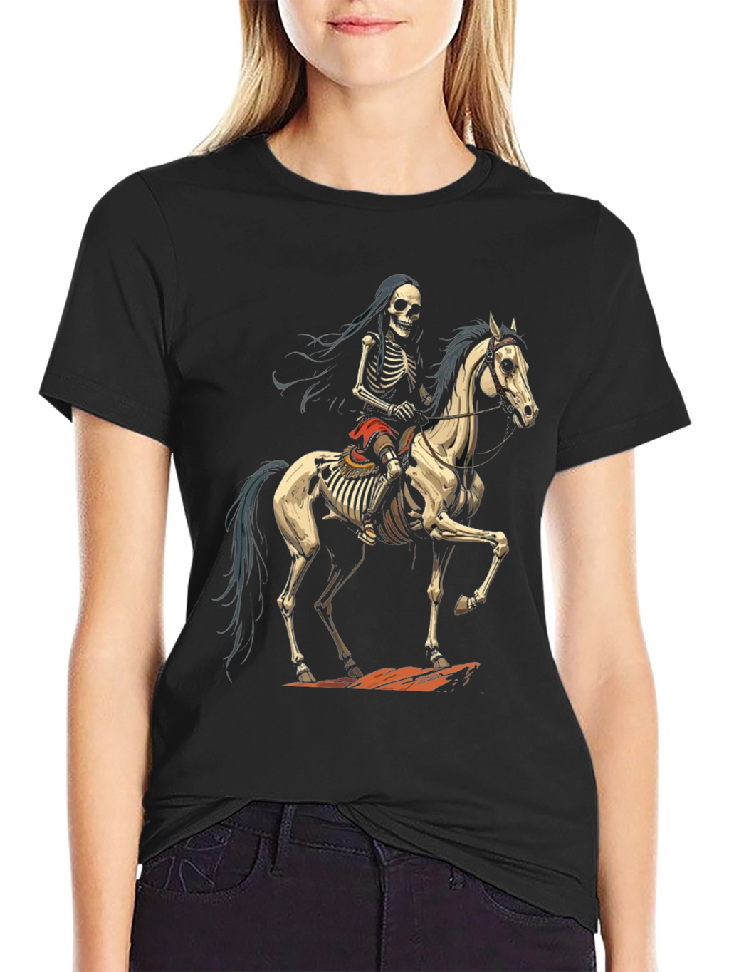 Skeleton Rider Graphic Tee - Dark Humor Style