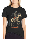 Skeleton Rider Graphic Tee - Dark Humor Style
