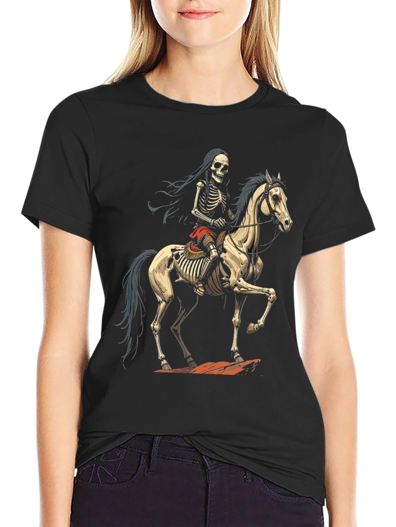 Skeleton Rider Graphic Tee - Dark Humor Style