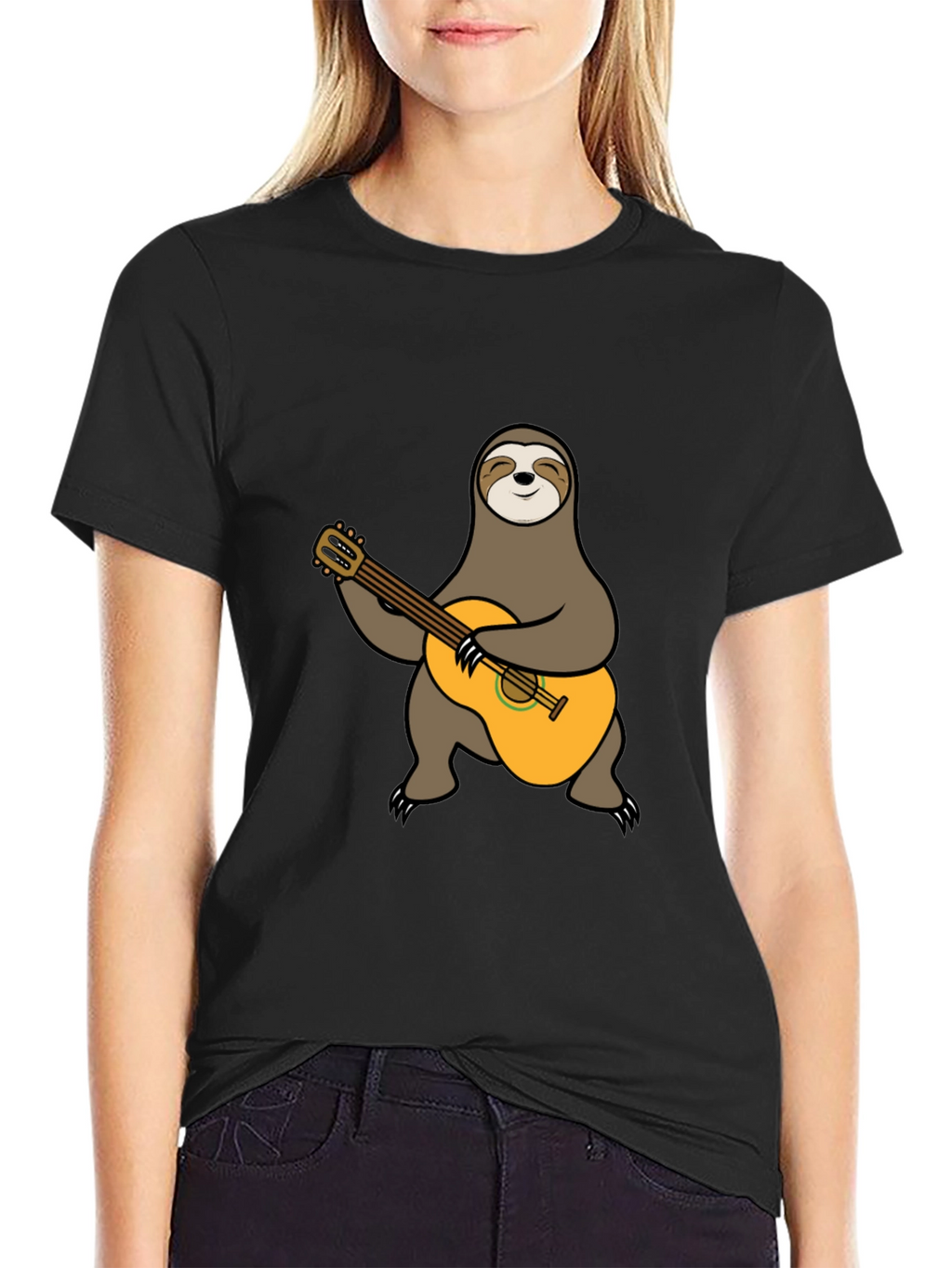 Sloth Guitarist T-Shirt - Playful Animal Tee