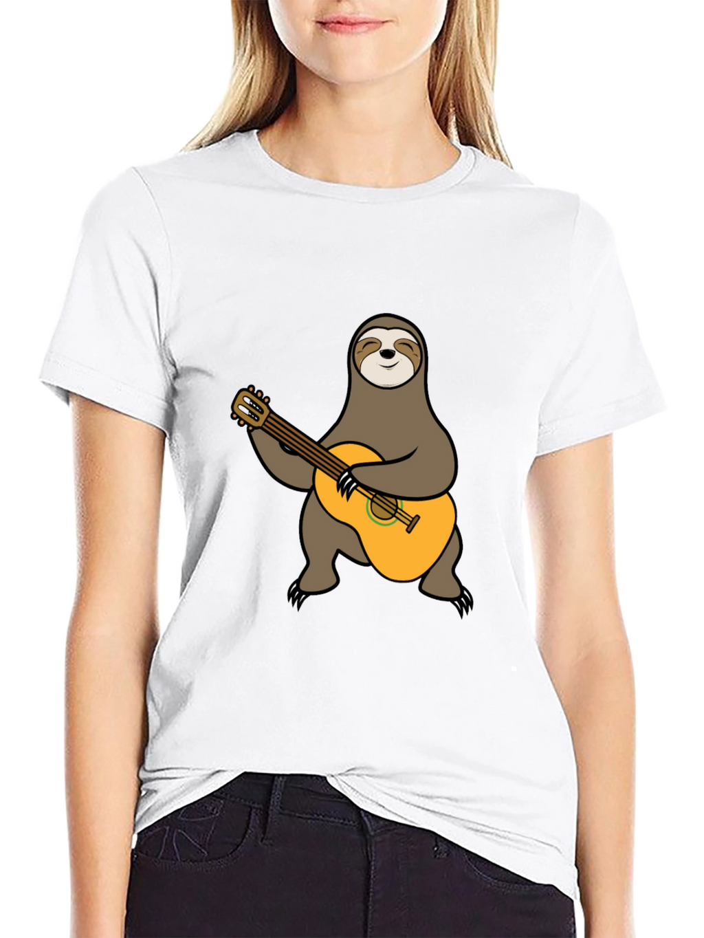 Sloth Guitarist T-Shirt - Playful Animal Tee