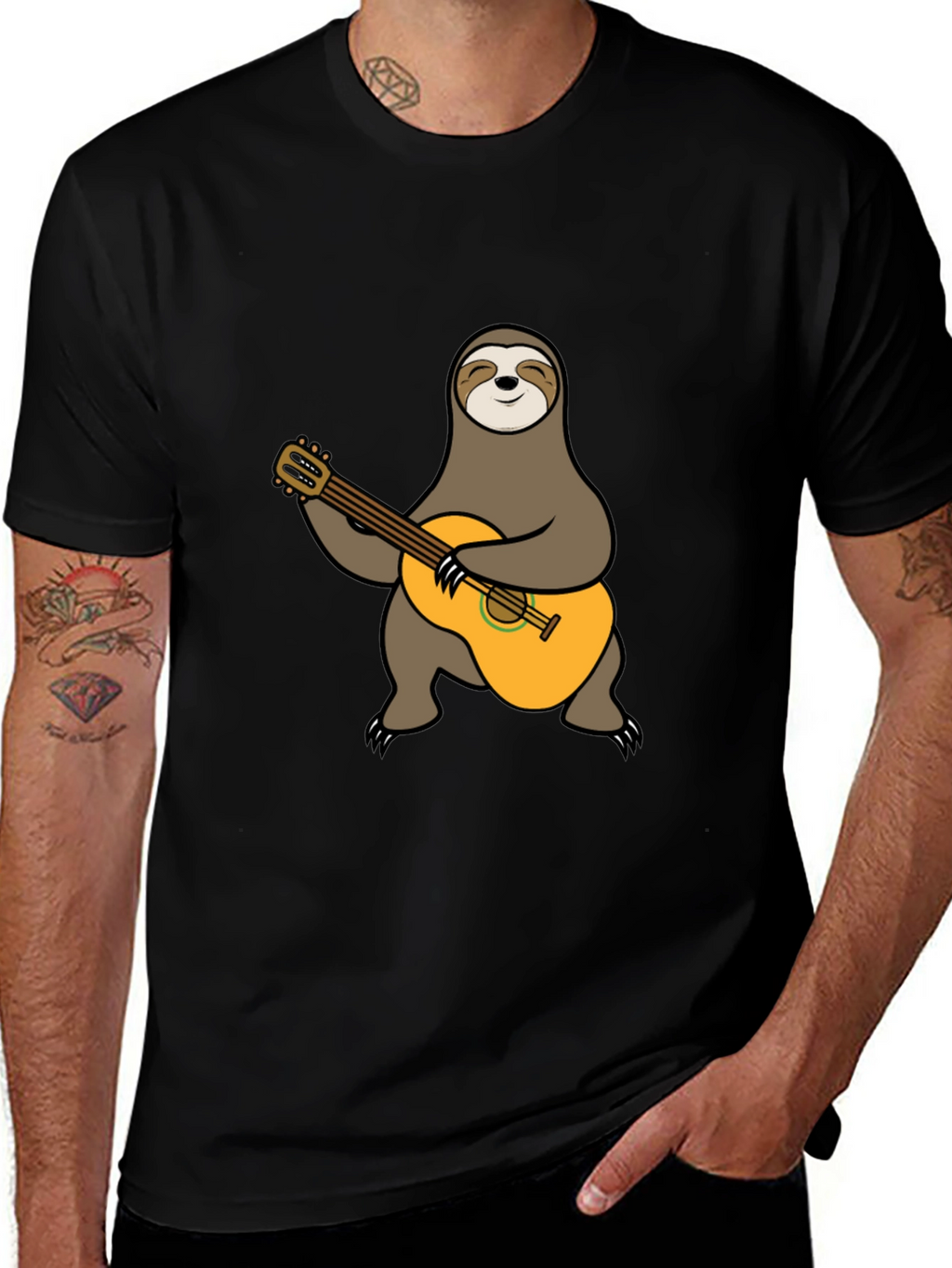 Sloth Guitarist T-Shirt - Playful Animal Tee
