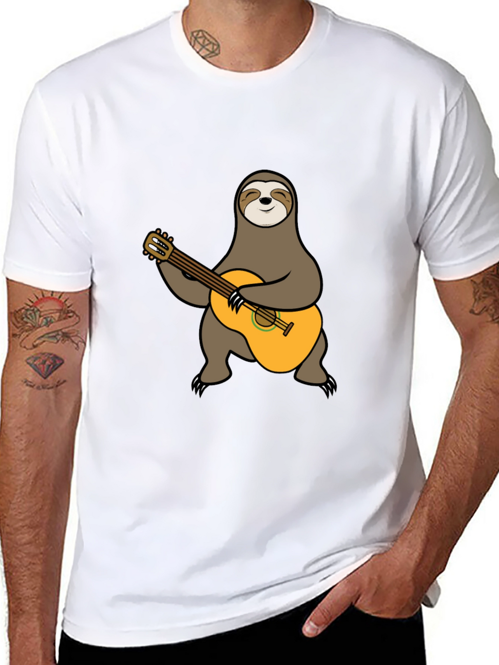 Sloth Guitarist T-Shirt - Playful Animal Tee