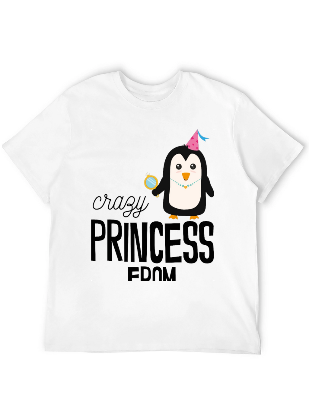 Crazy Princess Penguin Black T-Shirt