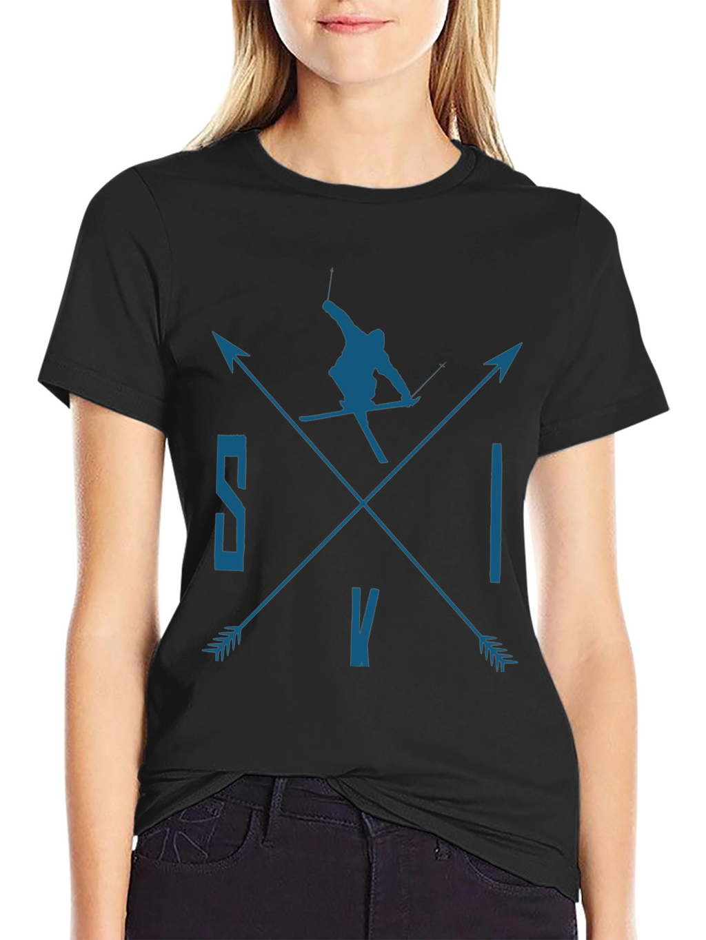 SKI Arrows Graphic Tee - Black Cotton T-Shirt