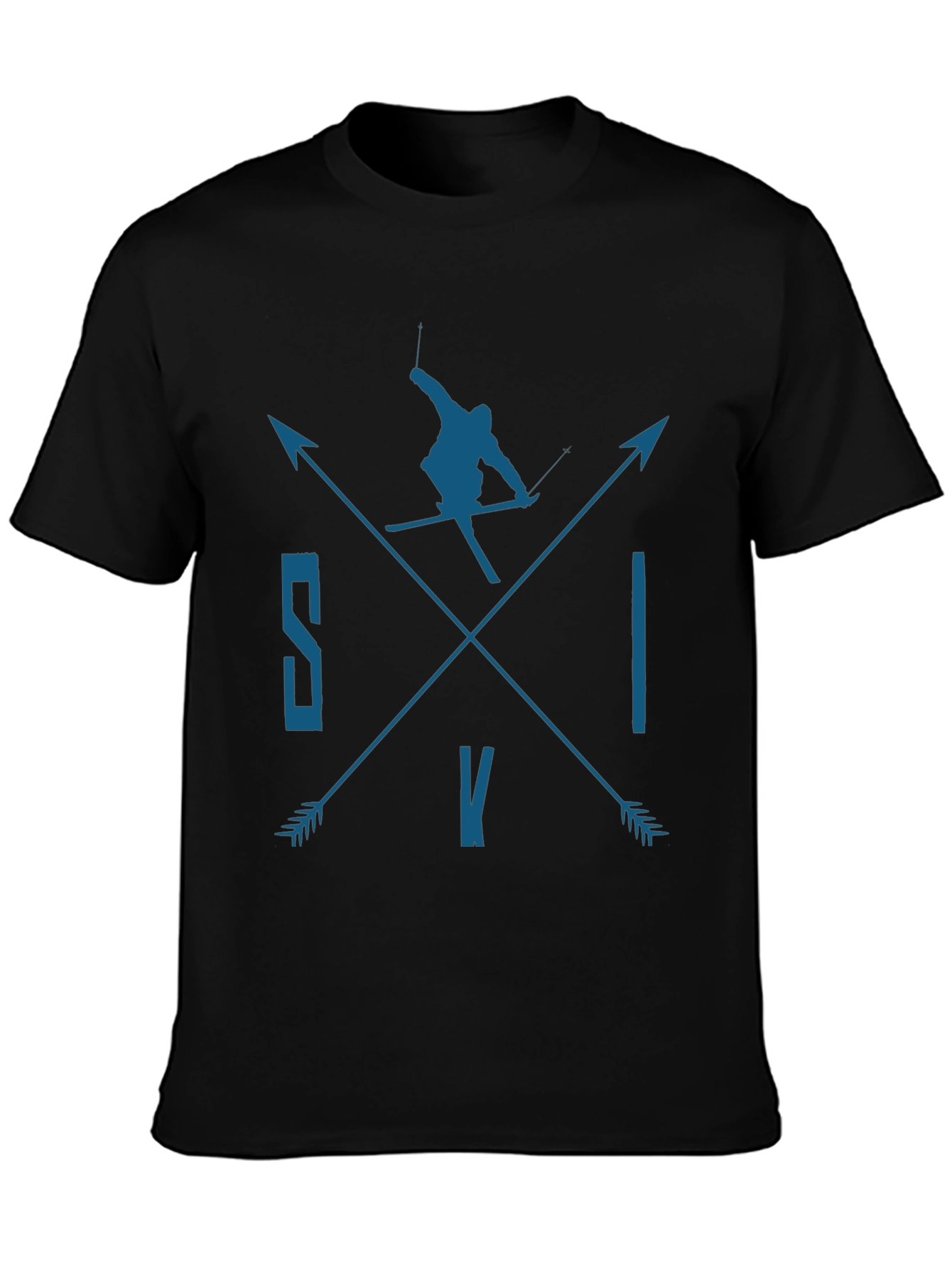 SKI Arrows Graphic Tee - Black Cotton T-Shirt