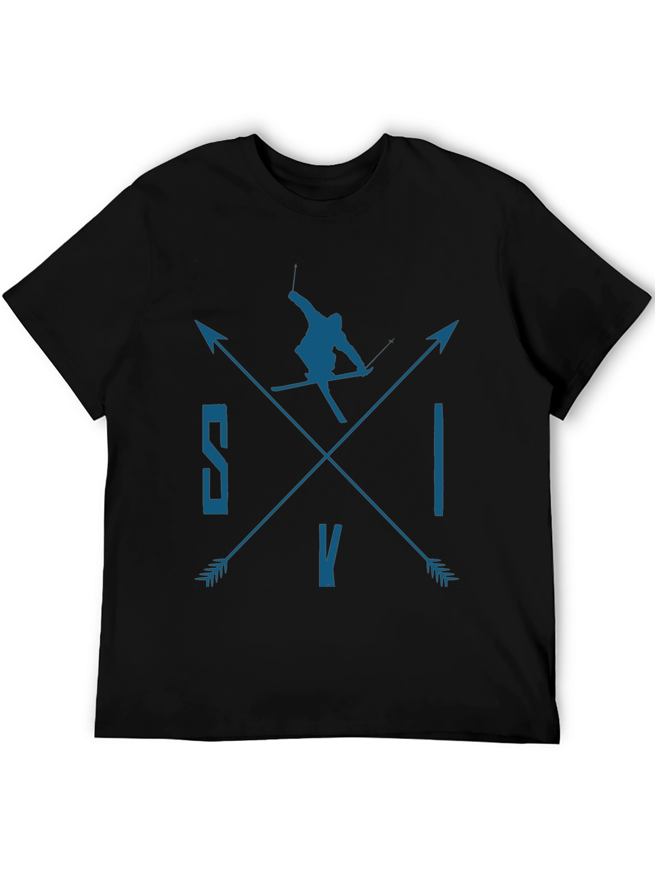 SKI Arrows Graphic Tee - Black Cotton T-Shirt