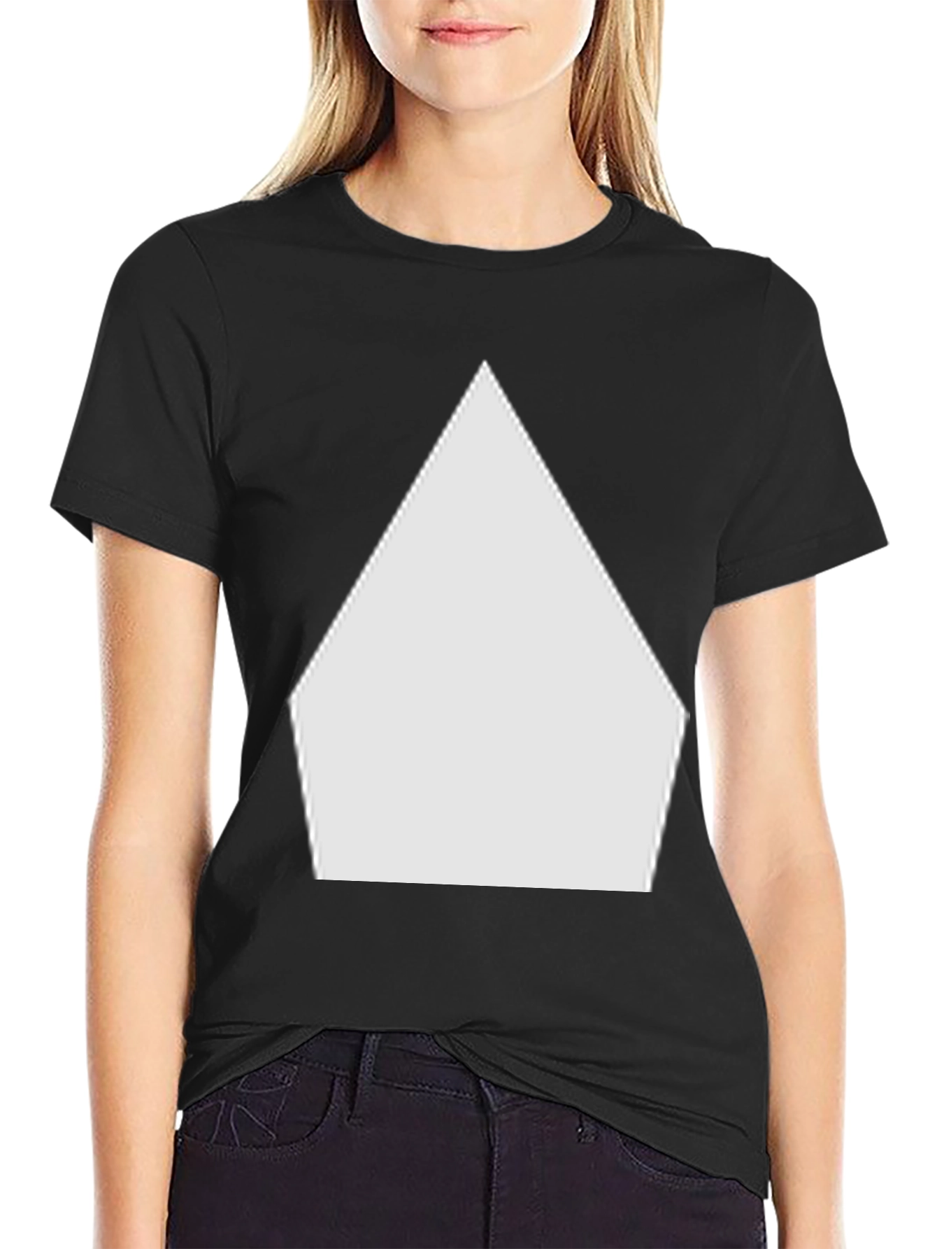 Modern Geometric Tee - Unique White Design on Black Shirt