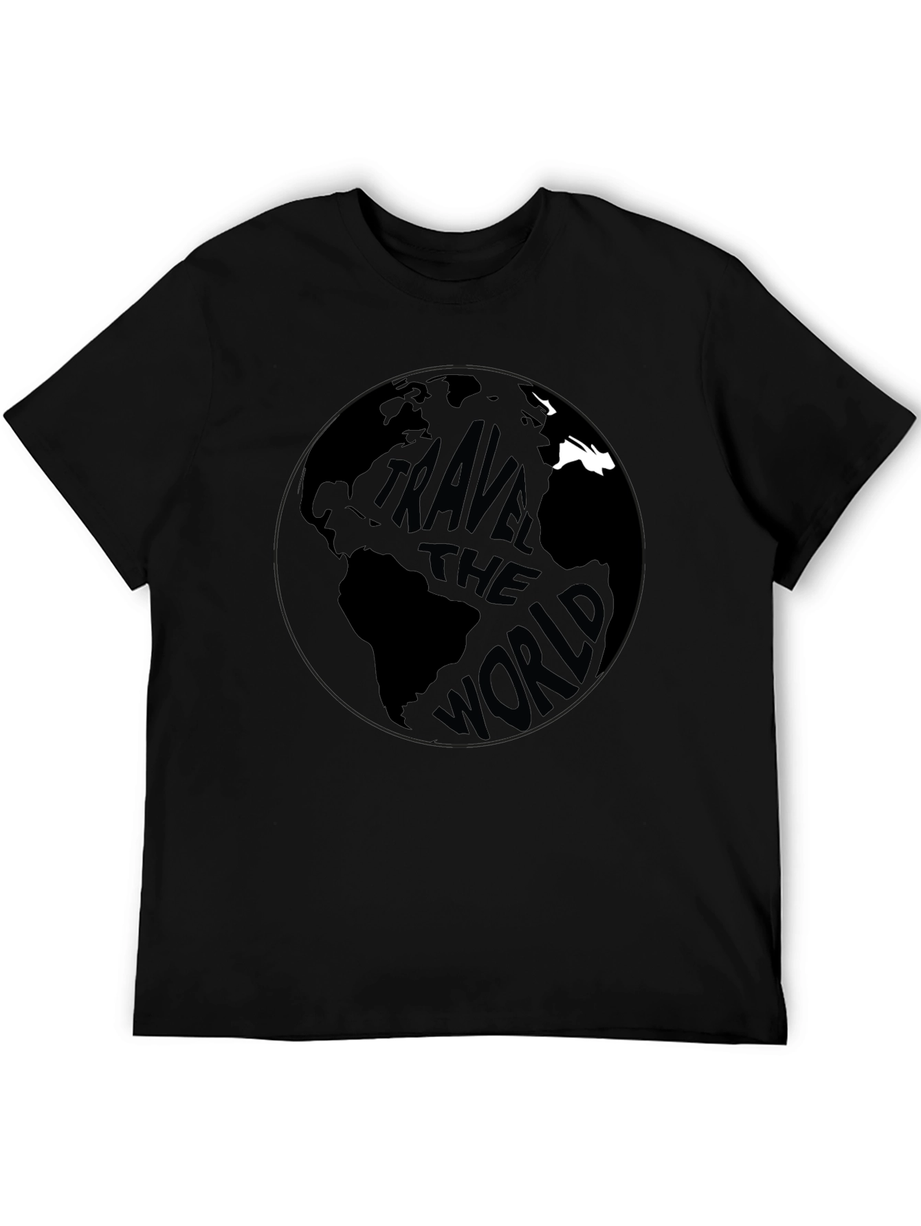 Travel The World Graphic Tee - Black Cotton T-Shirt