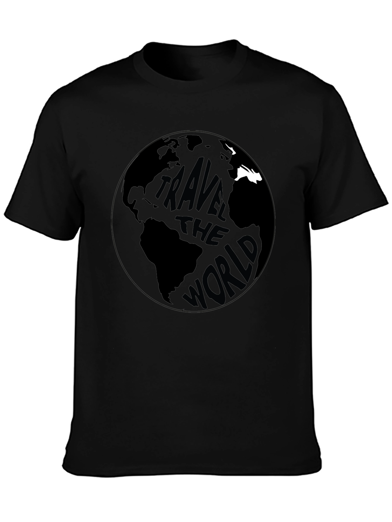 Travel The World Graphic Tee - Black Cotton T-Shirt