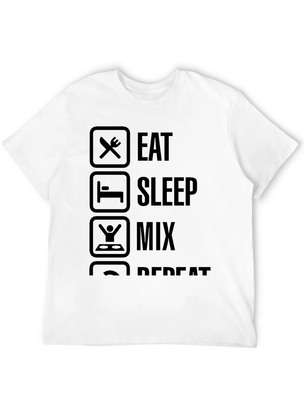 Eat Sleep Mix Repeat Black Graphic T-Shirt