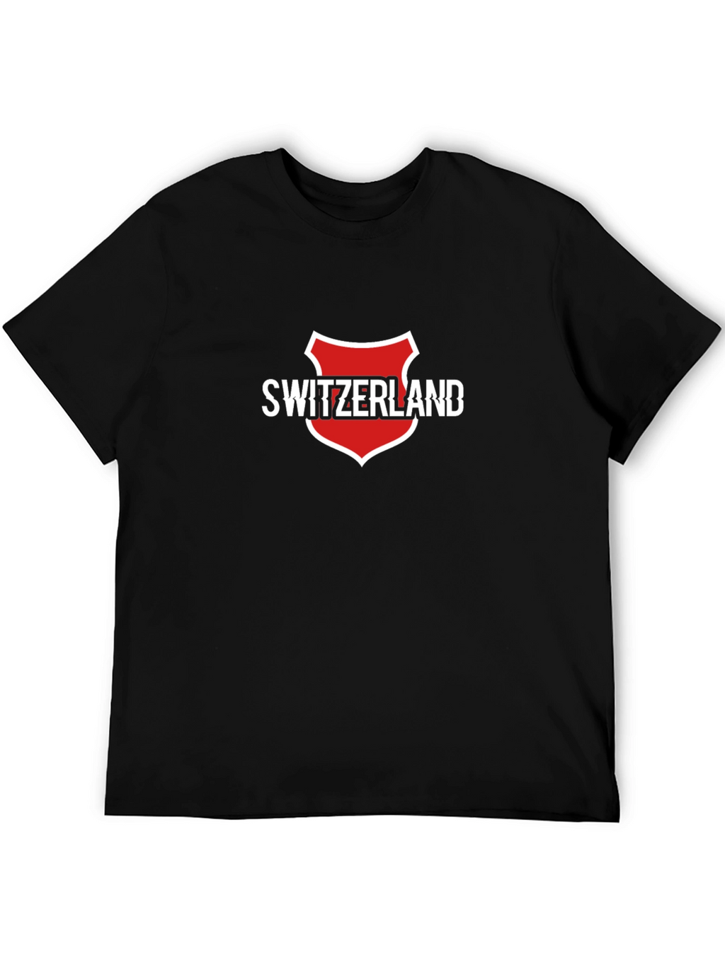 Switzerland Shield Graphic Tee - Black Cotton T-Shirt