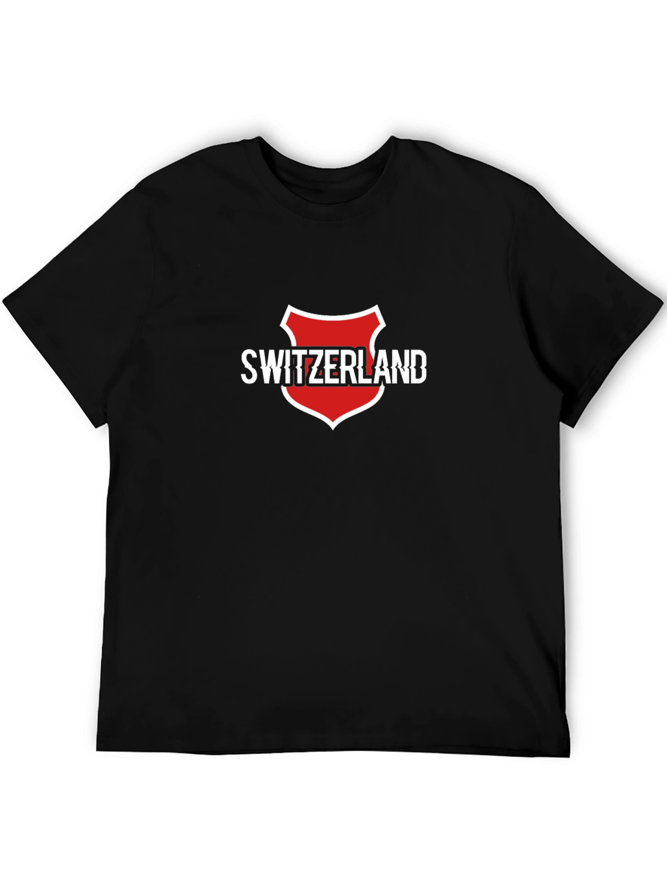 Switzerland Shield Graphic Tee - Black Cotton T-Shirt