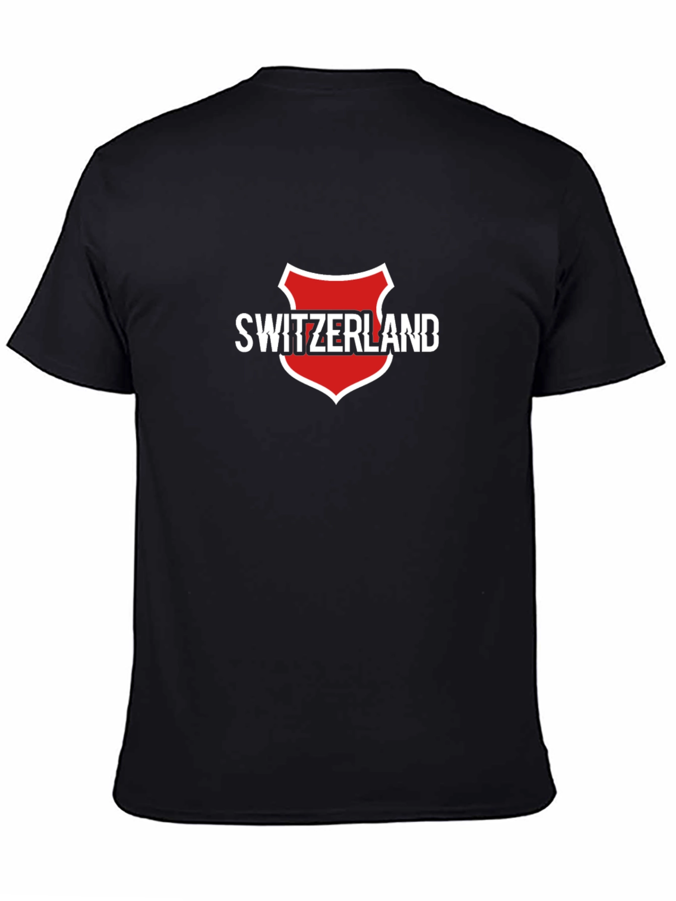 Switzerland Shield Graphic Tee - Black Cotton T-Shirt