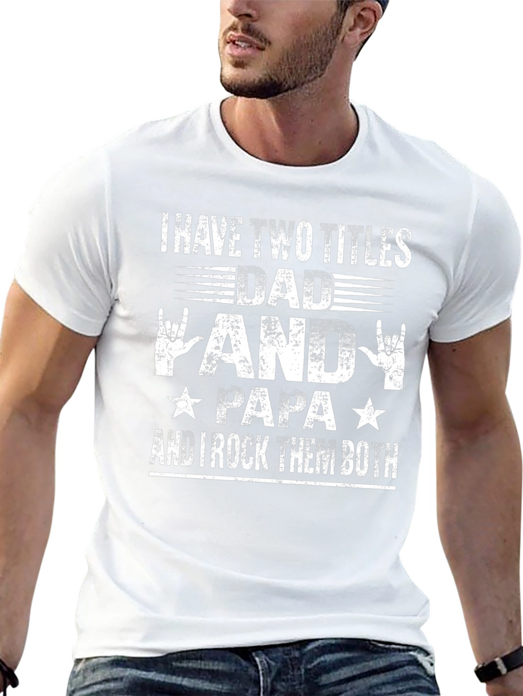 Dad Papa Rock Star T-Shirt Funny Fathers Day Gift