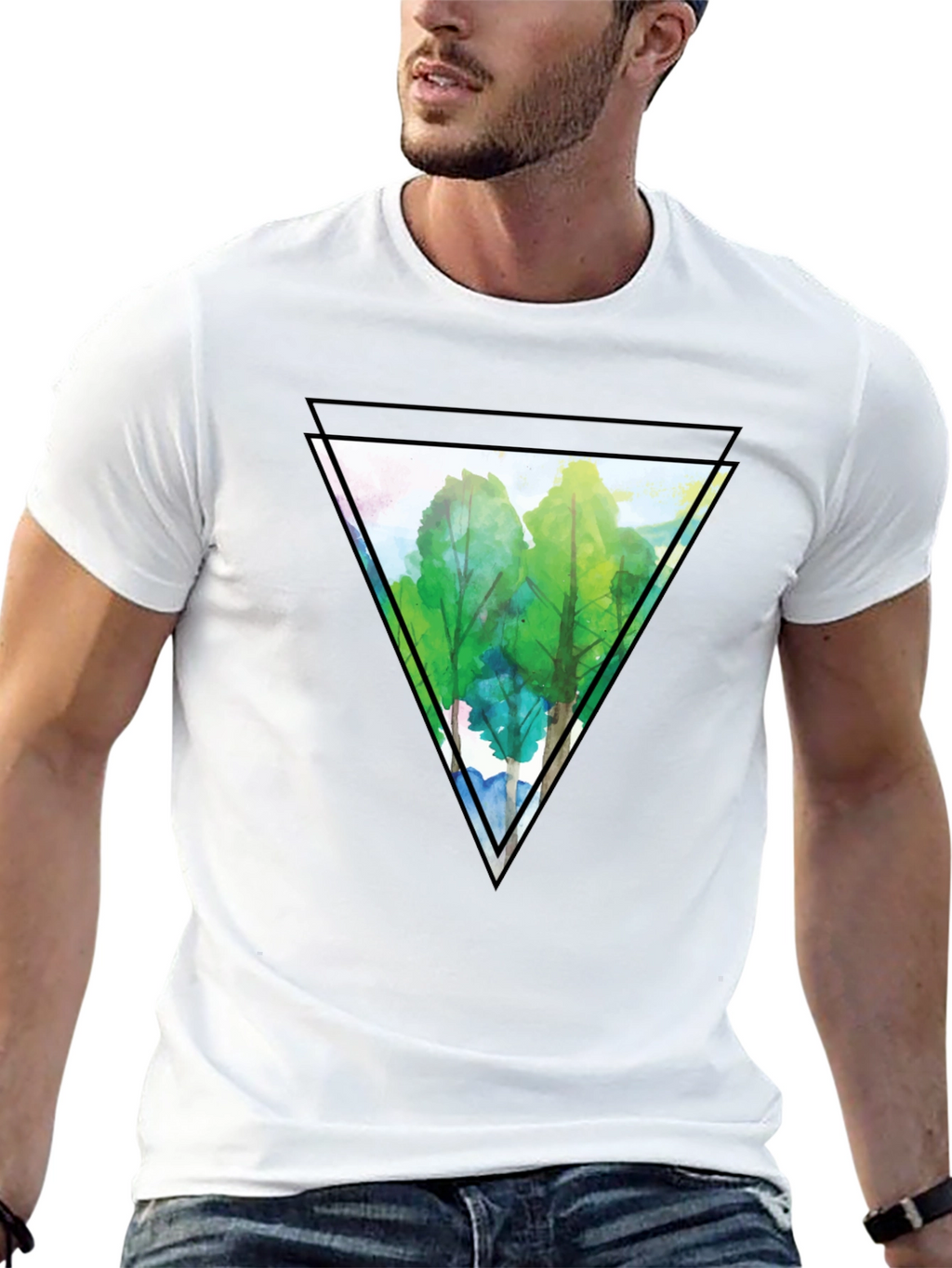 Triangle Forest Graphic Tee - Mens Black T-Shirt