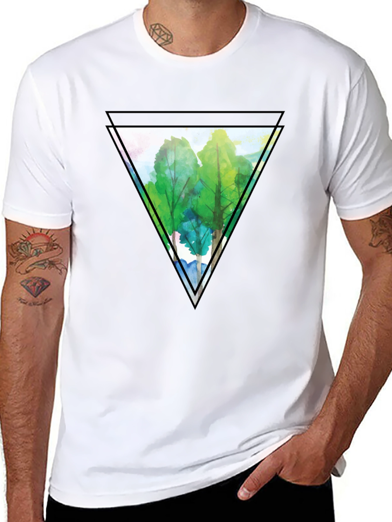 Triangle Forest Graphic Tee - Mens Black T-Shirt