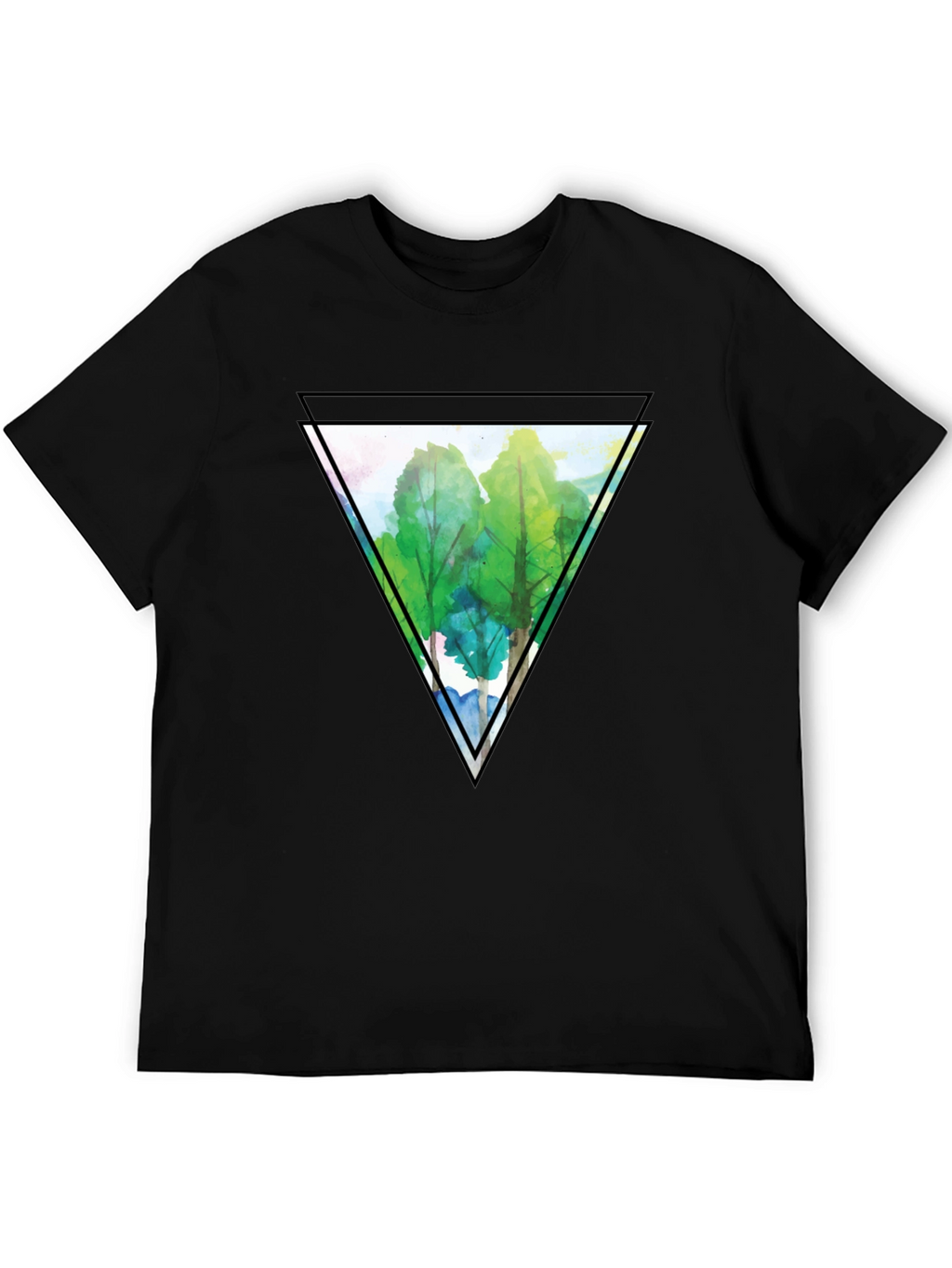 Triangle Forest Graphic Tee - Mens Black T-Shirt
