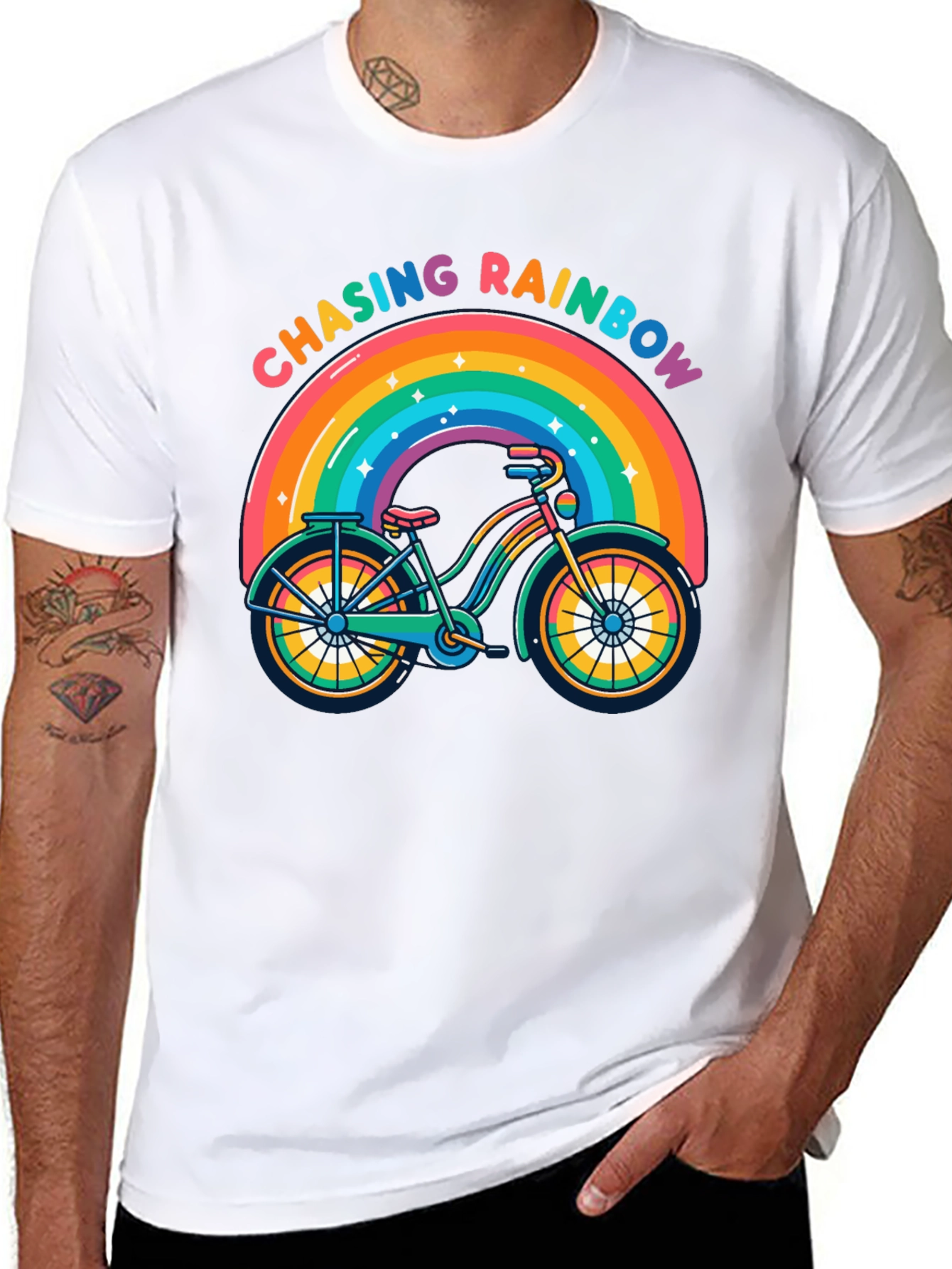 Chasing Rainbows Bicycle T-Shirt - Pride Ride