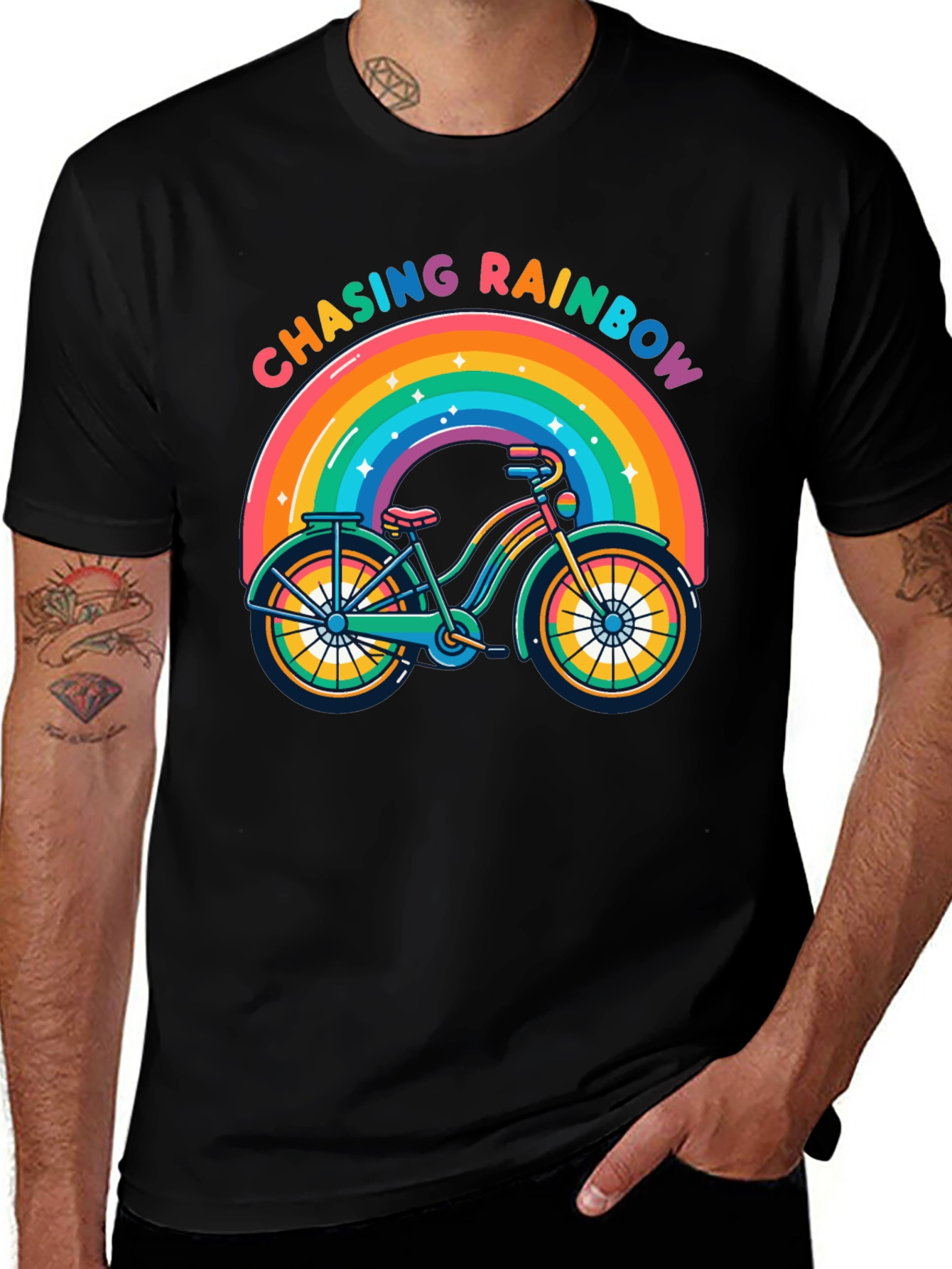 Chasing Rainbows Bicycle T-Shirt - Pride Ride