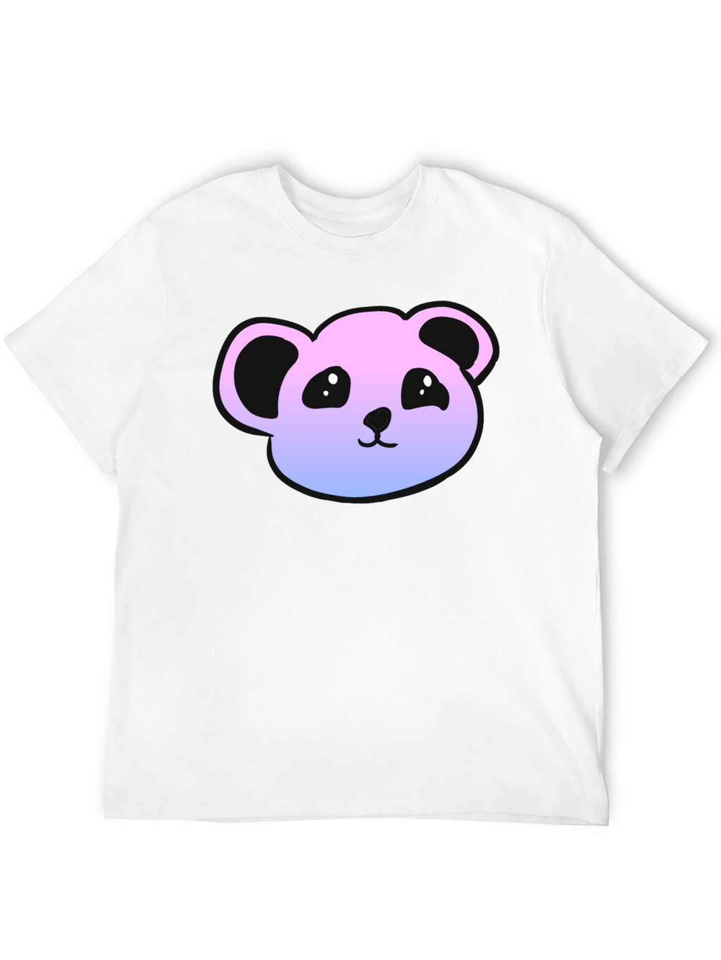 Cute Panda Gradient T-Shirt - Casual Black Tee