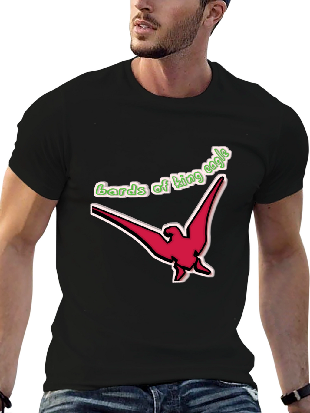 Bards of King Eagle Graphic T-Shirt - Black