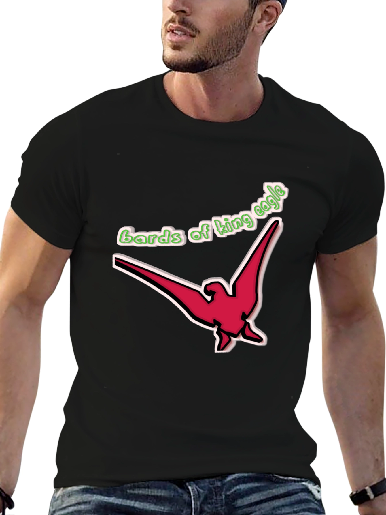 Bards of King Eagle Graphic T-Shirt - Black