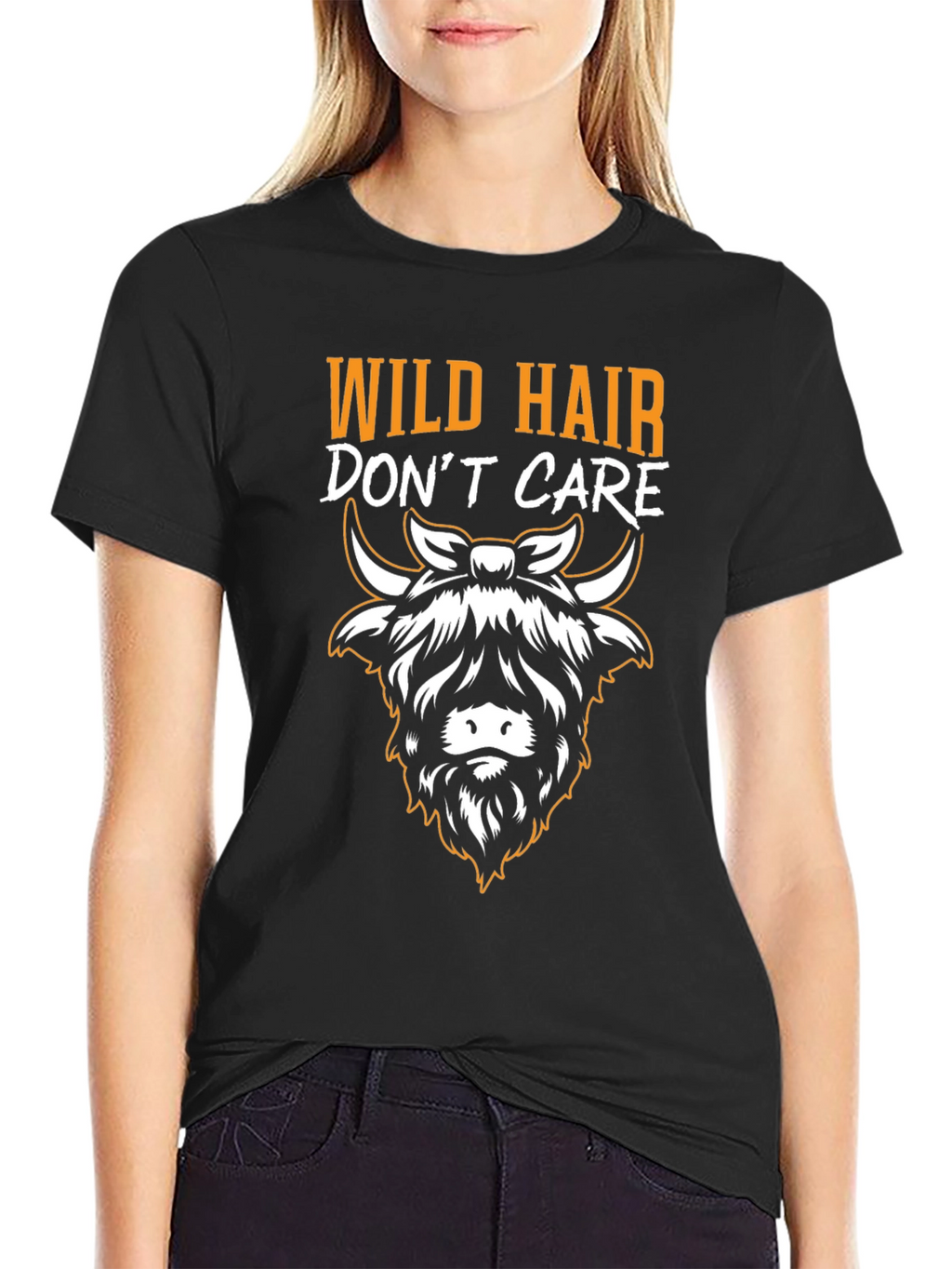 Wild Hair Dont Care Highland Cow T-Shirt