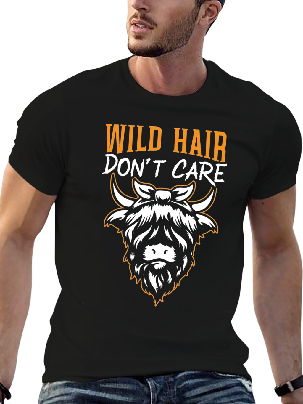 Wild Hair Dont Care Highland Cow T-Shirt