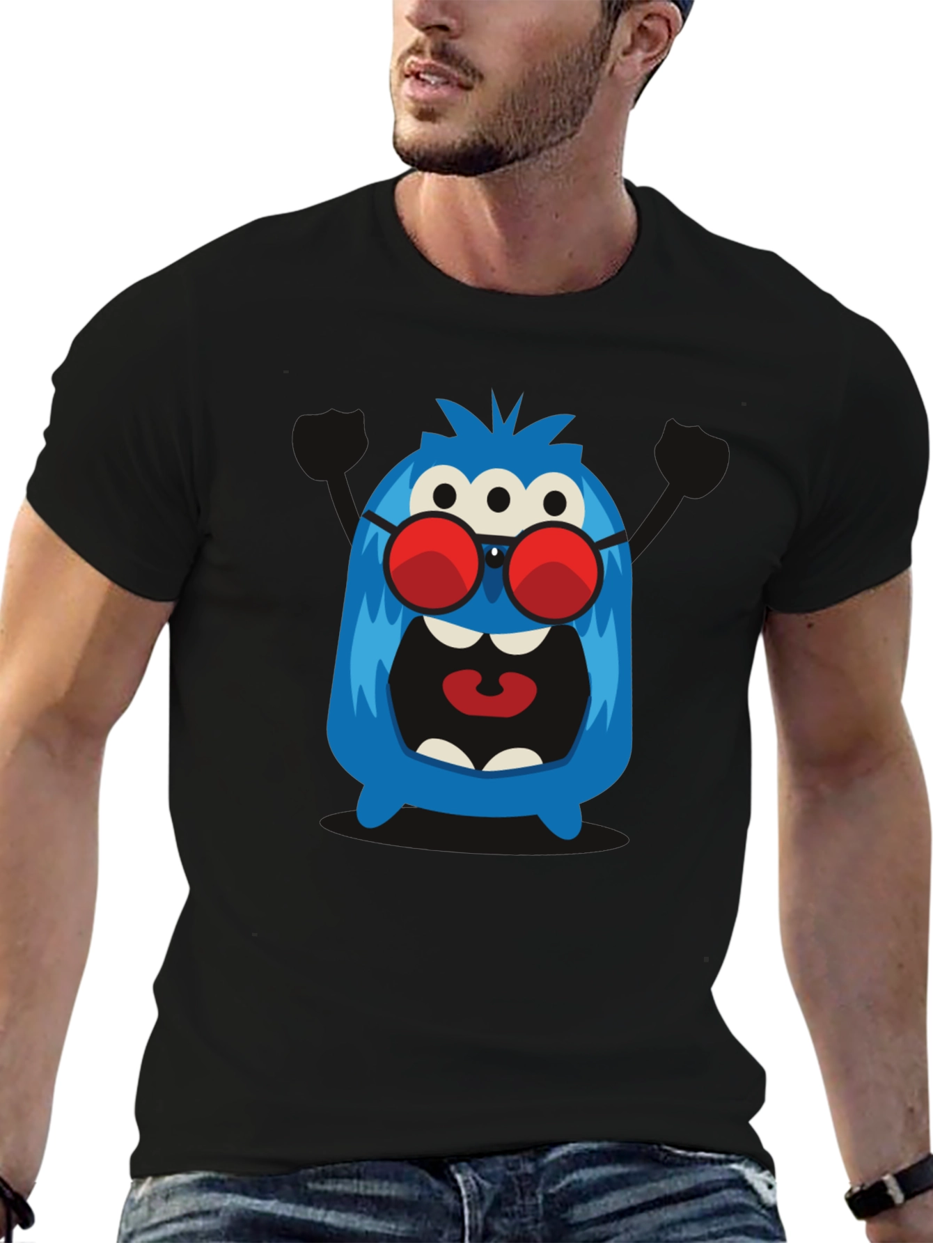 Monster Graphic Tee - Three Eyes & Shades!