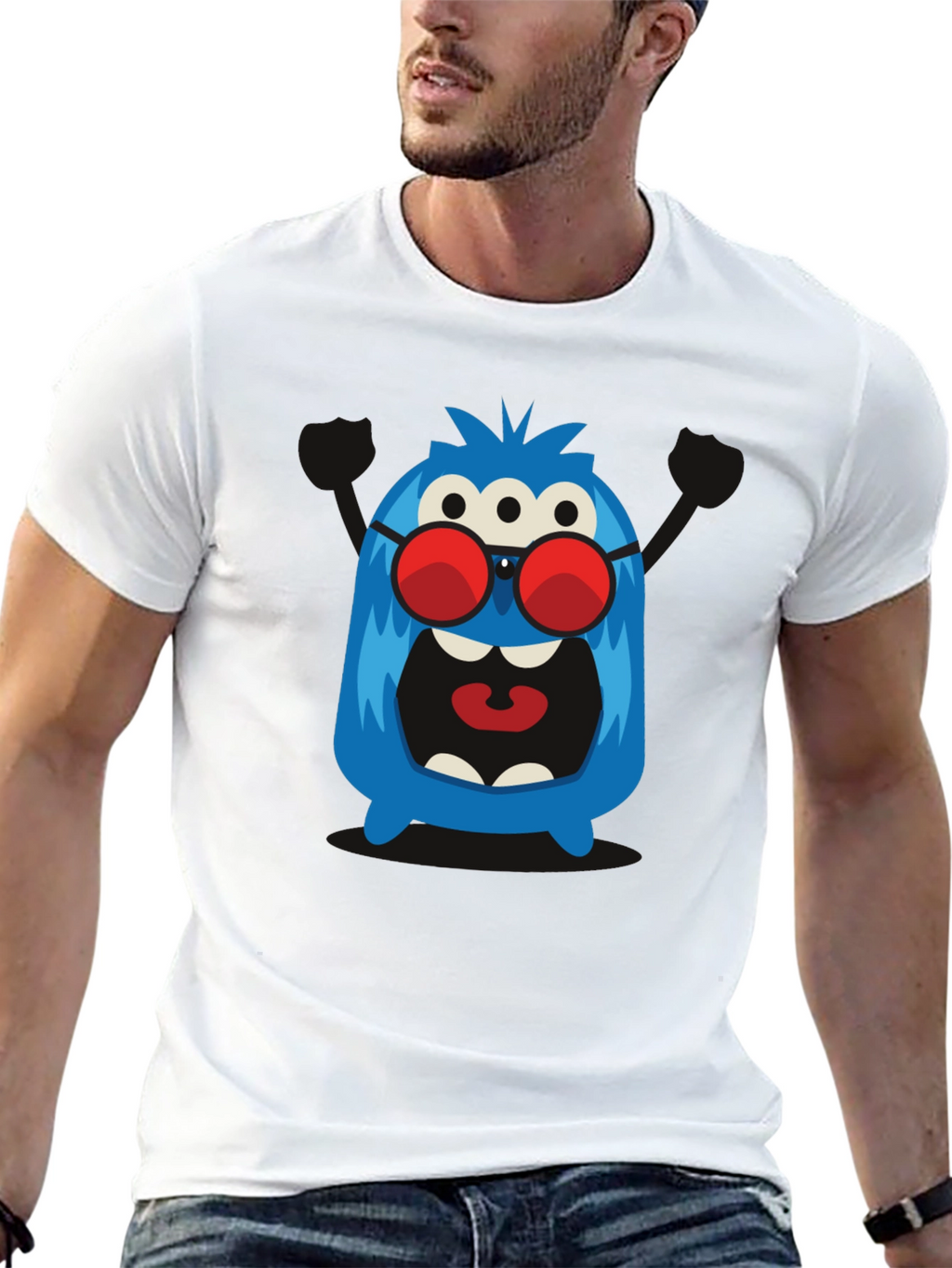 Monster Graphic Tee - Three Eyes & Shades!